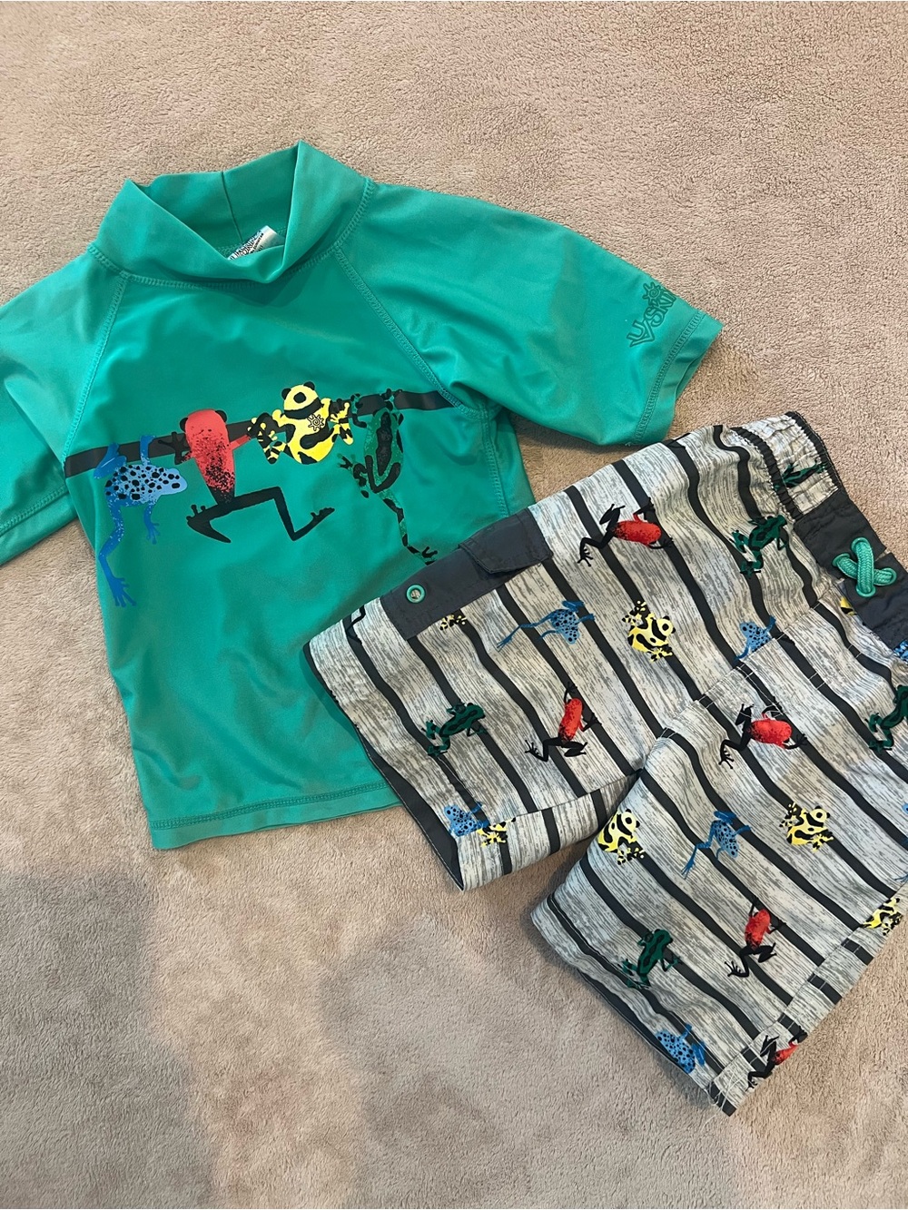 Skin Green Rash Guard and Trunks